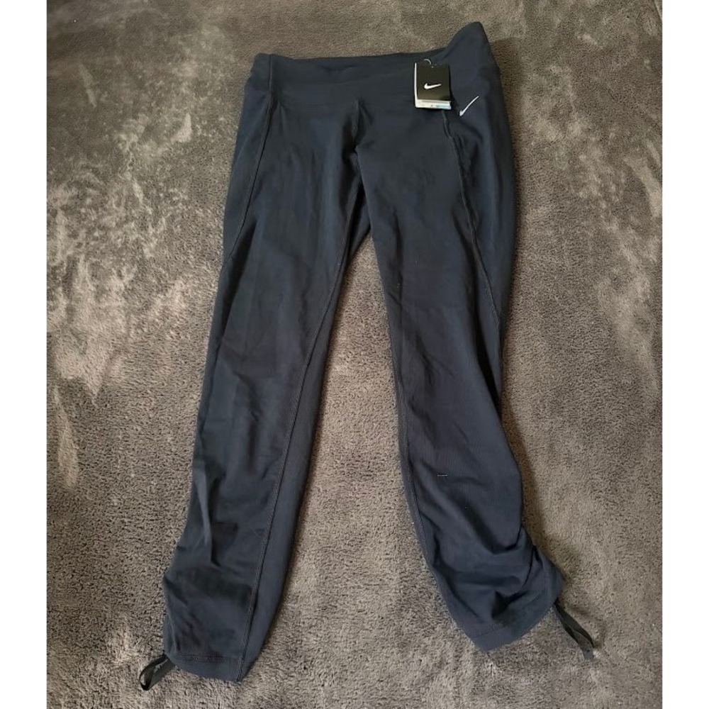 Nike Dri-FIT Womens Activewear Pants 30X27 Black Cinch Ankle Bungee NWT L